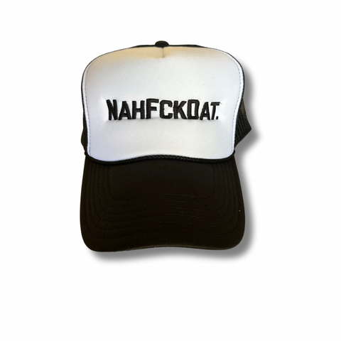 NAHFCKDAT Trucker Hat - Black And White