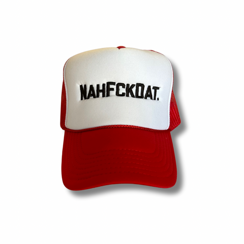 NAHFCKDAT Trucker Hat - Red And White